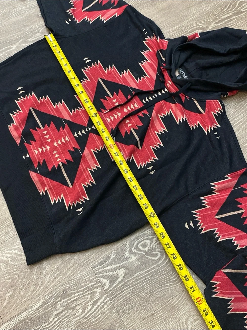 Ralph Lauren Black Hooded Pullover with Red Accent Large